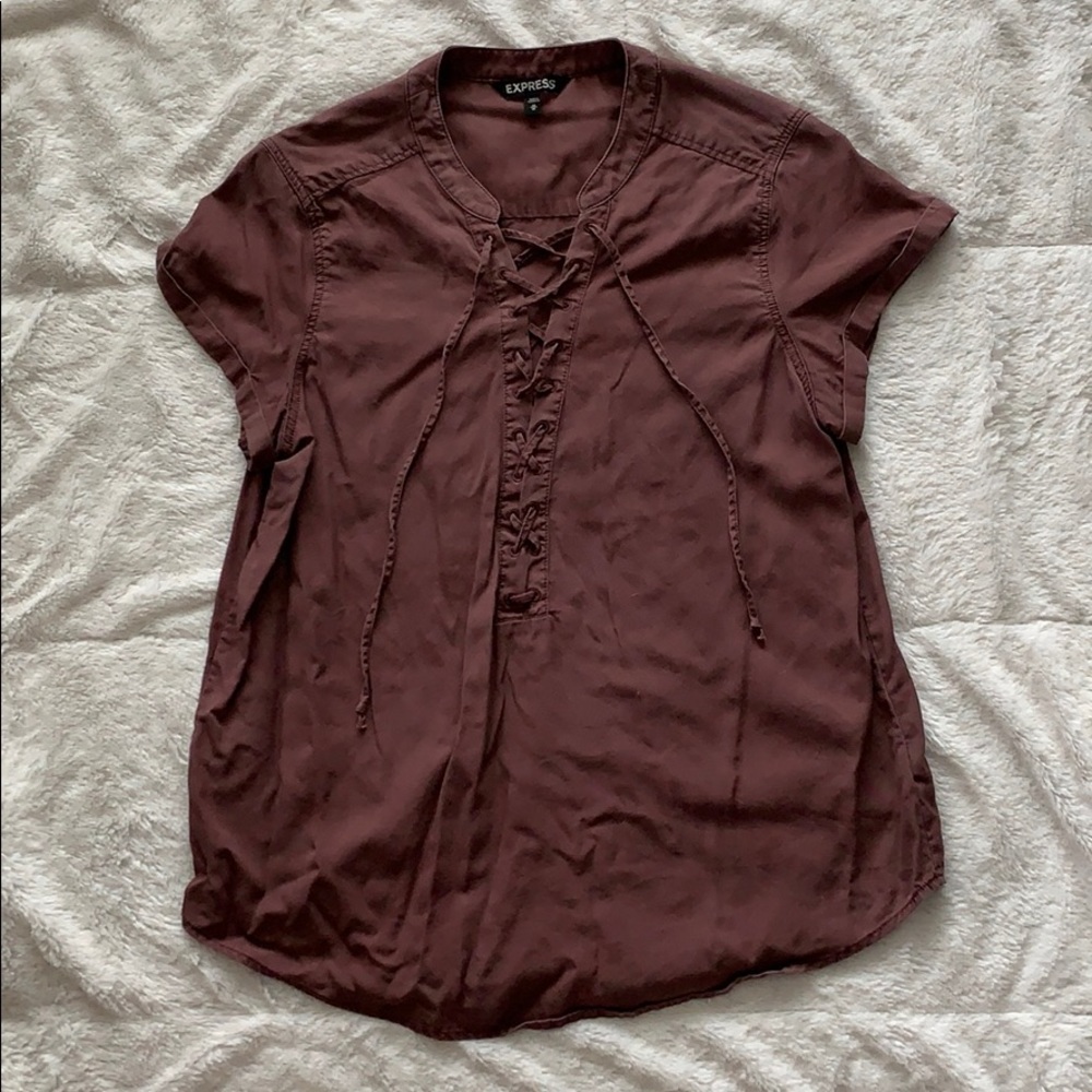 Burgundy Express Lace Up Top